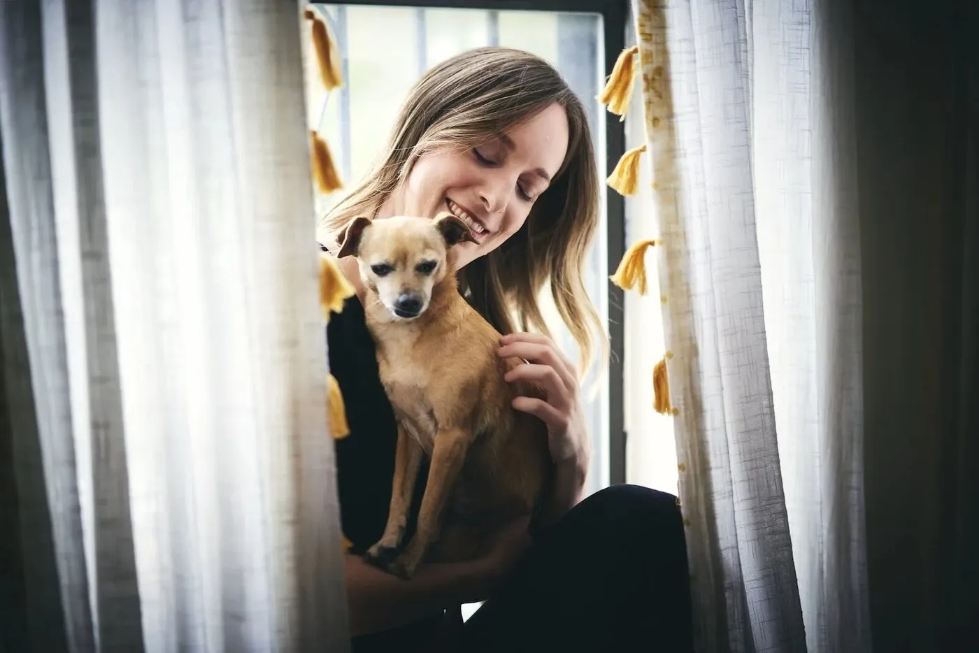 Having her dog Bambi close to her helped Dani relax during her session.