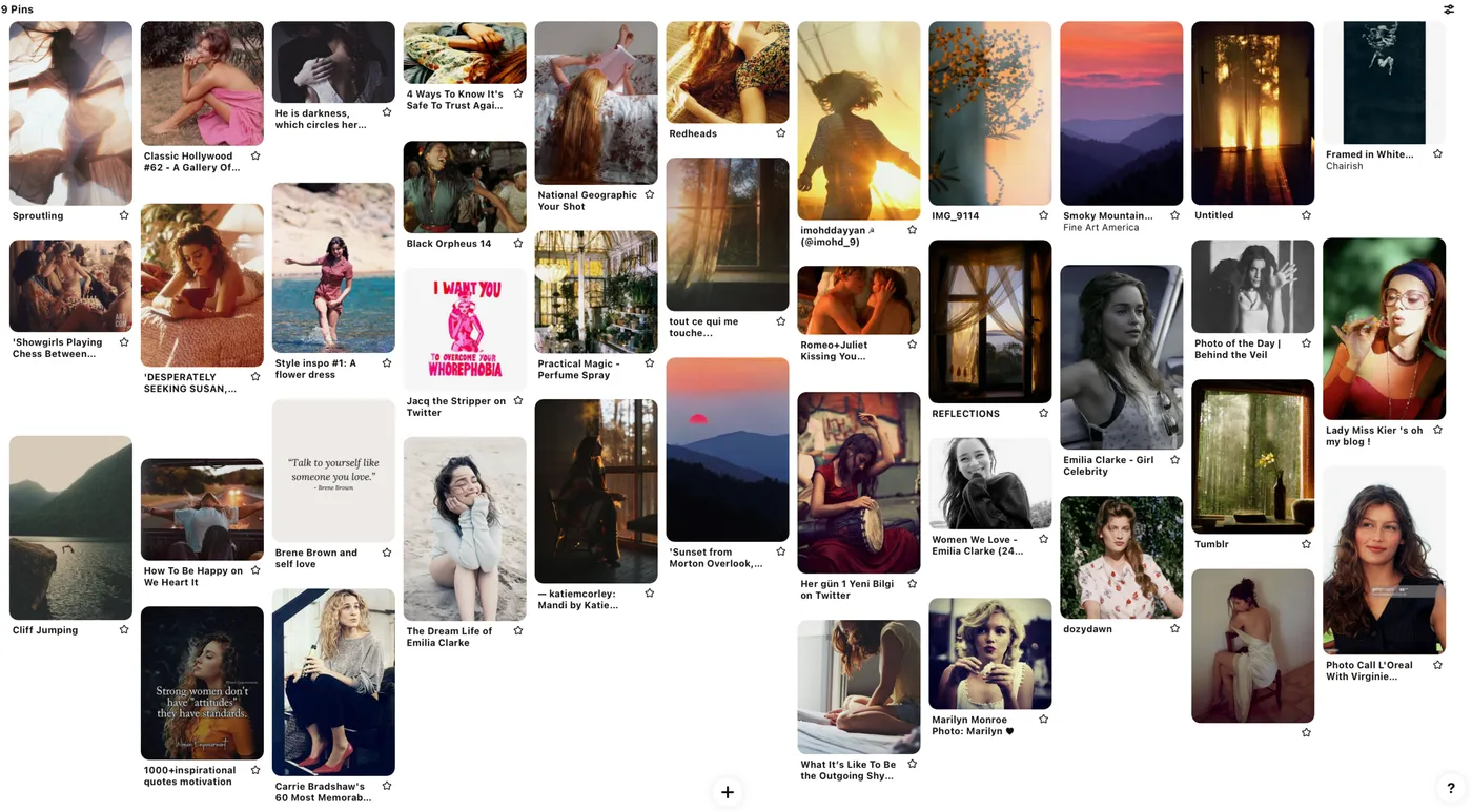 Jenna’s mood board was full of photos conveying serene calm, comfort in oneself, creativity and playfulness.