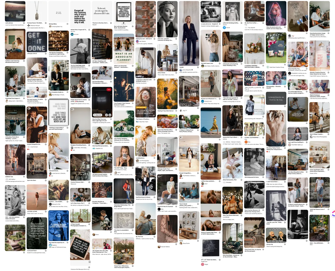 Liz Leary’s mood board for her personal branding photo session with Series A Photography