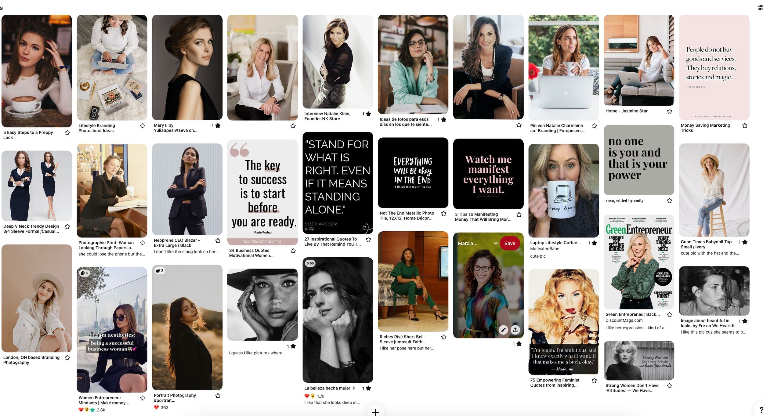 Mood board created for Marcia Dawood's personal branding session